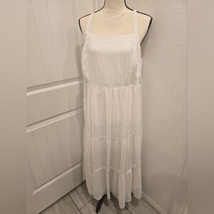 Torrid maxi challis sleeveless tiered dress White With Gold Accent-sz1